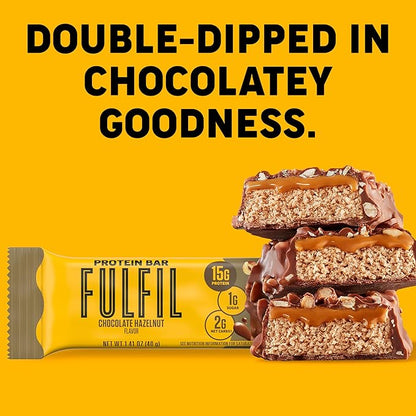 FULFIL Protein Snack Bars, Chocolate Hazelnut Flavored, Gluten Free with 15g Protein, Pantry Staples, 12 Count