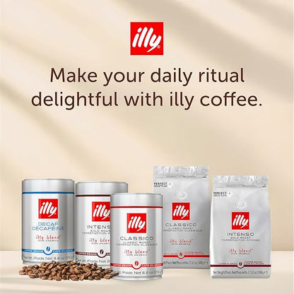 Illy Whole Bean Coffee, Intenso Bold Roast - Bold & Flavorful - 100% Arabica - Whole Beans - Pressurized Packaging Sealed for Freshness - 8.8oz can (Pack of 12)