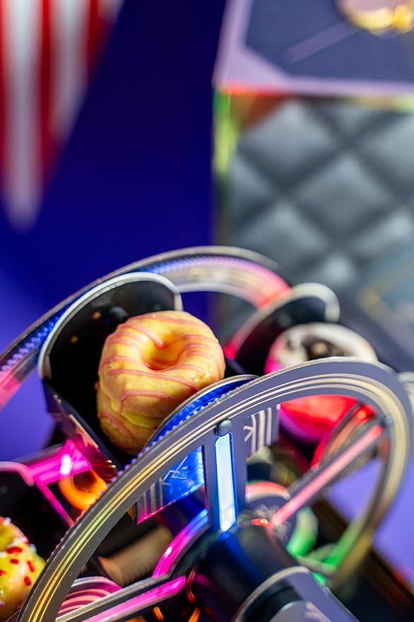 Luxe Mini Donut Ferris Wheel Box by Send A Cake – Ready to Gift, No Assembly Needed – 10 Mini Cake Donuts, Spins, Lights Up & Music – Unique Birthday & Celebration Gift for Women, Men, Adults, Kids