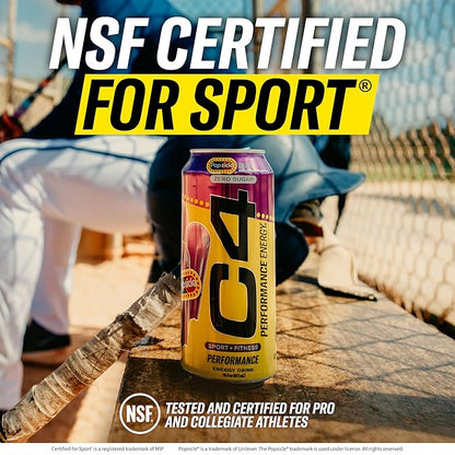 Cellucor C4 Energy Drink Cherry, Carbonated Sugar Free Pre Workout Performance Drink with no Artificial Colors or Dyes, 16 Oz, Pack of 24