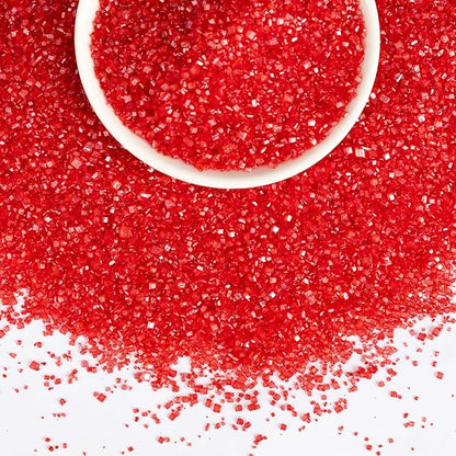 Christmas Edible Red Sprinkles,Sanding Sugar Crystals for Cake Decorating,150g/5.3oz Halloween Coarse Sprinkle Mix for Baking,Cookies,Ice Cream,Fondant Cake,Cupcakes,Desserts,Red Sugar Sprinkles,Birthday Wedding Party Supplies