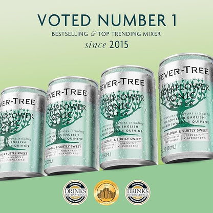 Fever-Tree Elderflower Tonic Water - Premium Quality Mixer - Refreshing Beverage for Cocktails & Mocktails. Naturally Sourced Ingredients, No Artificial Sweeteners or Colors - 5.1 Fl Oz Cans - Pack of 8
