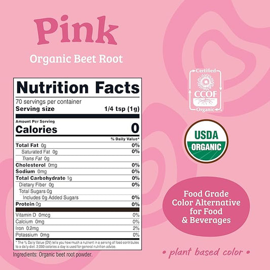 Nutricost Pink Plant Based Food Coloring From Organic Beet Root Powder (60 Servings) - Nutricolor Color Alternative For Food & Beverages