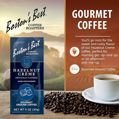 Boston’s Best Coffee - Hazelnut Creme Flavored Delicious Gourmet Coffee, Premium Ground - 11 oz. / 311 g Bag