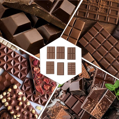 6-Piece Set Dubai Chocolate Bar Mold, Non-Stick Chocolate Molds Silicone, 100% Food Grade Silicone Candy Bar Mold, Changeable Shapes, Easy to Demould, for Pistachio Wax Melting Rectangle, with Brush*1