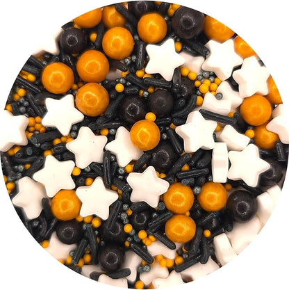 NCS Graduation Black, Gold, and White Edible Candy Sprinkle Mix, 8 ounces - Great for Cupcakes, Cookies, Cakes, Cake Pops