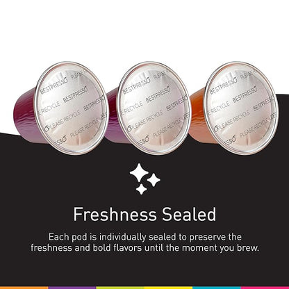 Bestpresso Coffee For Nespresso Original Machine 120 Aluminum Pods Certified Genuine Espresso Variety Pack Pods Compatible with Nespresso Original (Intense Variety Pack)