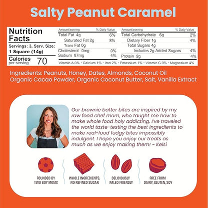 Kelsi's Brownie Batter Bites Variety Pack 8 Count, Dairy Free / Gluten Free Dessert / Soy Free Chocolate / Paleo Candy Alternative for Adults & Kids - Healthy Dessert Snack - Whole Food Ingredients, Zero Refined Sugar. 2 x Salty Peanut Caramel, 2 x Ric...