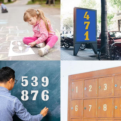 4 Inch Number Stencils Set, 0-9 Plastic Address Number Stencils Reusable Cake Digital Templates for Painting on Wall,Wood,Rock,Mailbox and DIY Art Projects