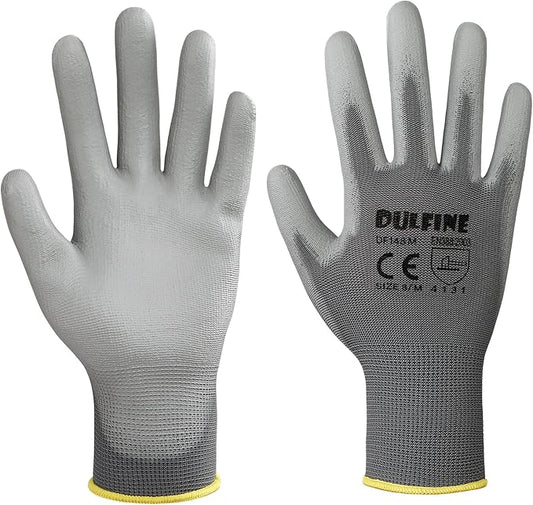 Safety Work Gloves for Men PU Coated 60 Pairs Bulk Pack,Grey Seamless Knit Glove with thin Polyurethane Coated Smooth Grip on Palm & Fingers, for Men and Women, Ideal for General Duty Work (XX-Large)