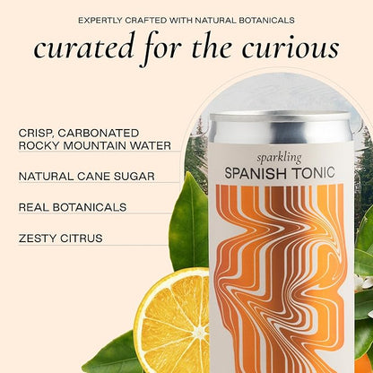 Strongwater Sparkling Spanish Tonic Water - 12 Pack Cans (8.4 Fl Oz Each) - Premium Craft Cocktail Mixer - Orange Blossom Water with Quinine & Tangerine - Real Cane Sugar, No Artificial Flavors