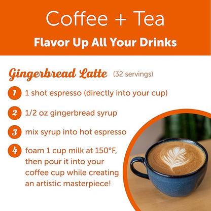 Shaker & Spoon Gingerbread Cocktail Syrup, 16 oz Cinnamon, Ginger & Demerara Sugar Flavored Syrups for Drinks, Coffee Syrup, Vegan Cocktail Mixers, Gingerbread Latte, Teas, Mocktails, Non Alcoholic Drinks