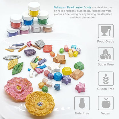 Bakerpan Pearl Luster Dust Edible, Periwinkle Blue Edible Glitter for Cocktails, 4 Grams Edible Glitter for Cake Decorating, Cookies, Chocolates and Candies, Drinks (Made in USA)