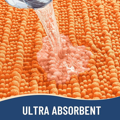 Arotive Luxury Chenille Bathroom Rug Mat, Extra Soft Thick Absorbent Shaggy Bath Rugs, Non-Slip Machine Wash Dry, Plush Bath Mats for Bathroom, Shower and Tub, 47x24, Orange