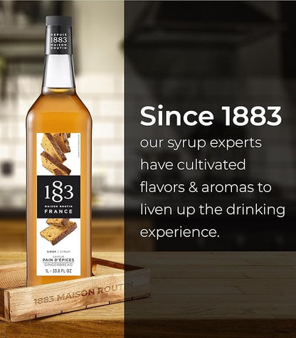 1883 Gingerbread Syrup for Coffee & Drinks – 1 Liter (33.8 fl oz) Glass Bottle