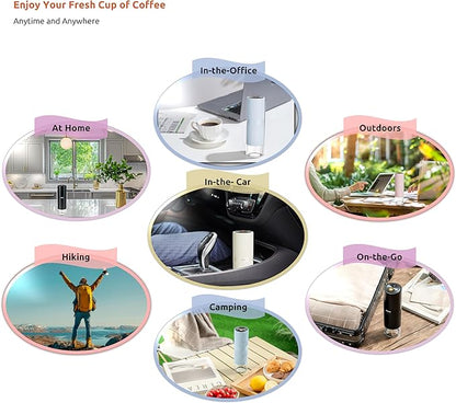 Portable Electric Coffee Grinder, Rechargeable Handheld Grinder with Stainless Steel Conical Burr, Adjustable Grind Settings, for Espresso, Moka, Pour Over, French Press, Cold Brew, Marshmallow