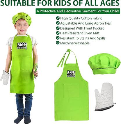 KEFF Kids Kitchen Set for Cooking & Baking with Recpie Book - Kids Knife Set for Real Cooking, Montessori Kitchen Tools for Toddlers - Real Utensils with Cutting Board and Knifes BPA-Free