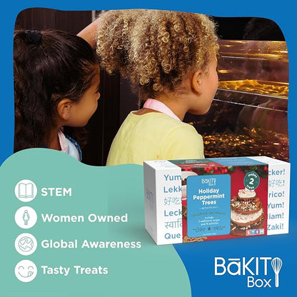 BāKIT Box Holiday Peppermint Trees Kit for Kids | DIY Christmas Cookie Decorating Kit | Fun Gingerbread House Alternative, Great Gift for Boys and Girls