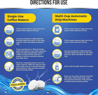 Coffee Machine Descaler Cleaner Tablets 24-Pack | For Keurig, Nespresso, Breville, De Longhi, Miele, Ninja, Braun | Clean & Descale Coffee Pot & Espresso Maker -Cleaning & Descaling Solution Tabs