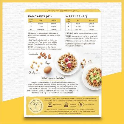 Simple Mills Just Add Water Almond Flour Pancake Mix, Original Protein - Gluten Free, Plant Based, Paleo Friendly, Breakfast, 10.4 Ounce (Pack of 6)