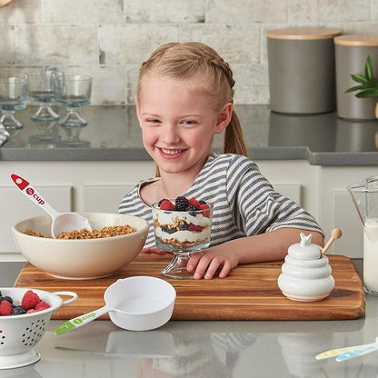 MindWare Playful Chef Deluxe Baking Kit - Set Includes 17 Utensils with Color-Coded Measuring Tools & 5 Healthy Recipes – Ages 4 & up
