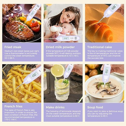 Meat Thermometer Digital - Instant Read Food Thermometer for Cooking Grilling Air Fryer Griddle Probe Kitchen Gadgets Essentials BBQ Grill Smoker Oil Fry Candy Turkey Instant Read Thermometer