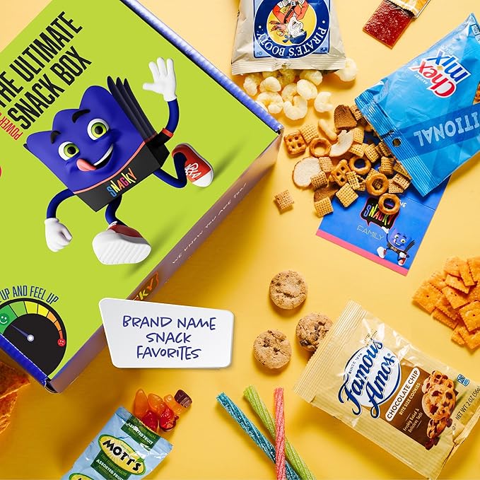 I AM Snacky - Thanksgiving Snack Box Variety Pack Care Package + Greeting Card - SNACKY'S BASH BOX (40 Count) Birthday Sweet Treats Gift Basket, Candies Chips, Office Food Assortments