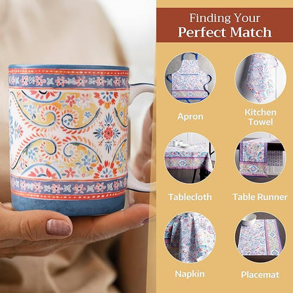 Maison d' Hermine Coffee Mug with Handles Fine Bone China Mugs Pack of One Tea Cups for Hot Beverages Cappuccino Latte Home Restaurant Office Perfect for Gift (Indian Floral - Butta, 15 Ounce)