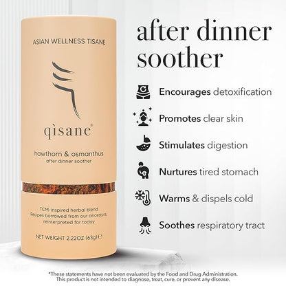 qìsane Hawthorn Berry Tea Bags with Osmanthus Flower - Dried Hawthorn Berries, Osmanthus Plant, Lemongrass & Ginger Loose Leaf Tea to Help Support Digestion & Easy Breathing - 10 sachets (~30 cups)