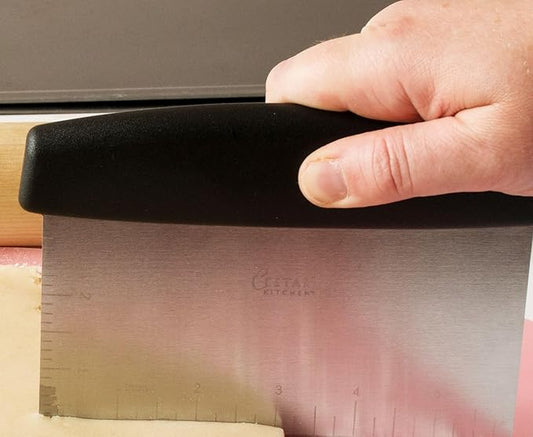 Dough Scraper : Professional Quality Heavy Duty Multi-Purpose Stainless Steel Bench Scraper, Perfect for Pastry, Pizza Dough, Bread Baking (6" Straight Edge)