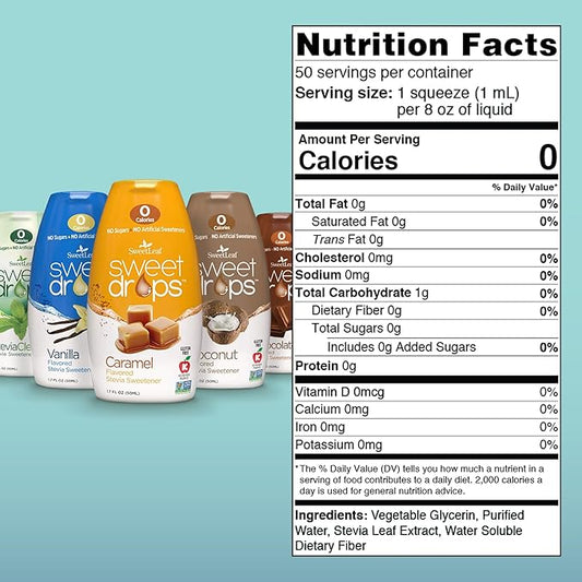 SweetLeaf Sweet Drops - Flavored Stevia Liquid Sweetener, Stevia Extract, Zero Calories, Gluten Free, Keto Friendly, Non GMO, Natural Flavor, Sugar Alternative - Variety Pack, 1.7 Fl Oz (Pack of 5)
