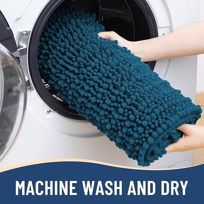 Arotive Luxury Chenille Bathroom Rug Mat, Extra Soft Thick Absorbent Shaggy Bath Rugs, Non-Slip Machine Wash Dry, Plush Bath Mats for Bathroom, Shower and Tub, 40x24, Peacock Blue