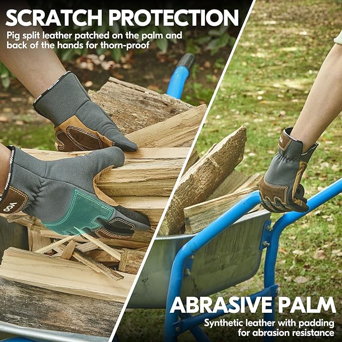 Vgo... 1-Pair Gardening Gloves Men, Safety Work Gloves, Puncture-proof, Thornproof, Touchscreen (SL7475)