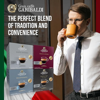 Gran Caffè Garibaldi Espresso Pods, Italian Roasted Coffee, Compatible Nespresso Original Line Machines, Nitrogen Flushed, Strong & Intense, Cocoa & Dried Fruit, Dark Roast - Gusto Intenso (Aluminum) 200 Cups