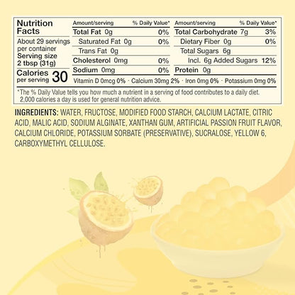 J WAY Bursting Popping Passion Fruit Boba Pearls, Passion Fruit Syrup, Non-Dairy, Fat-Free Popping Tapioca Boba for Beverages, Sweets, Ice Cream (2LB, 1 Pack)
