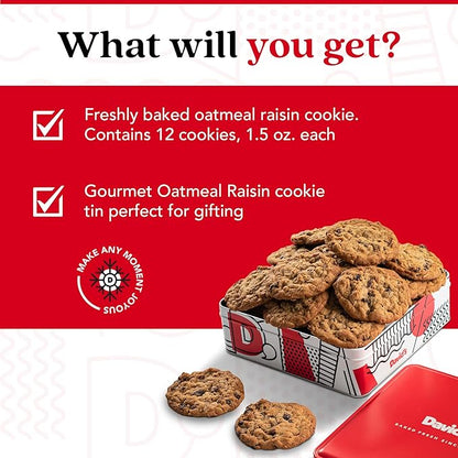David's Cookies 1lb Oatmeal Raisin Fresh Baked Cookies - Delectable & Premium Ingredients - No Added Preservatives Cookie Gift Basket