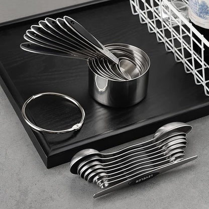 Measuring Cups and Spoons Set Stainless Steel Includes 8 Heavy Duty Measuring Cups 8 Double Sided Magnetic Measuring Spoons and 1 Leveler for Dry and Liquid Ingredients