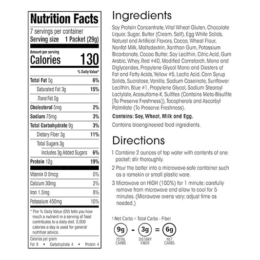 WonderSlim Protein Cake Mix, Double Chocolate, 12g Protein, Low Carb (7ct)