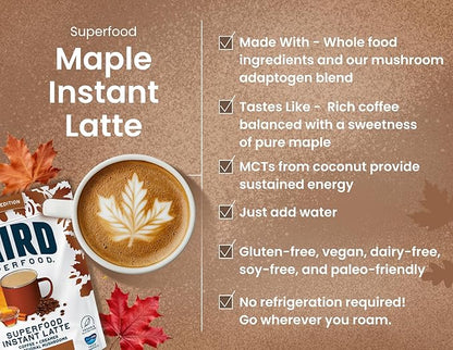 Laird Superfood Instant Latte, Maple, Non-Dairy, Superfood Creamer and Coffee, Gluten Free, Non-GMO, Vegan, 8 oz. Bag, Pack of 1