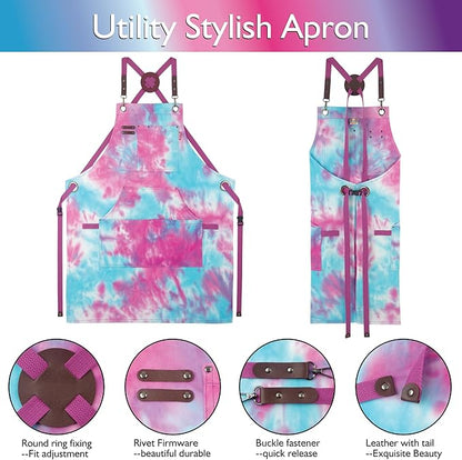 10 Pack Kitchen Apron, Work Apron, Canvas, Multiple Pockets, Gardening, Painting, BBQ, Artist, Carpenter, Sizes M to XXL, Phantom Blue