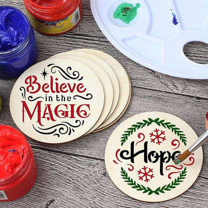 Small Christmas Stencils 4inch,Christmas Stencil Xmas Vintage Stencils Holiday Templates for Painting on Wood Slice