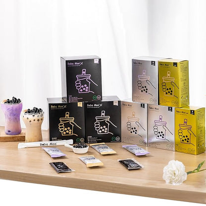 Boba Moo X Premium Boba Tea Kit Combo (Classic & Taro) - Only 5,000 Kits Yearly, Small Batch Bubble Tea Kit With Boba Tapioca Pearls, Exceptional Taste & Chewiness, Vegan, Lactose-Free, 10 Servings