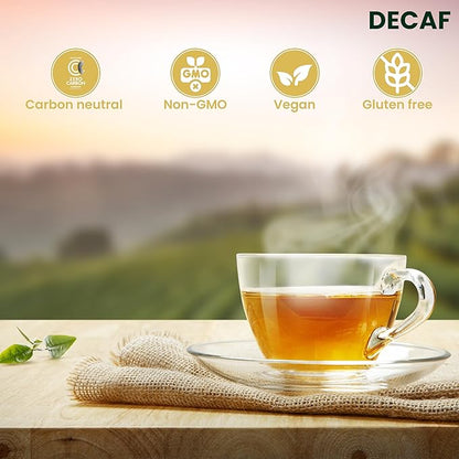 Premium Decaf Peach Herbal Green Tea Bags 50 Pack Designer Tin, Eco-Friendly, Sugar Free, Keto & Diabetic Friendly Full Bodied Aromatic Flavor Family Share Size Bulk Teabags (50-Count)