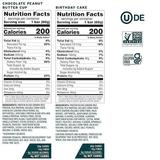 No Cow High Protein Bars, Dipped Variety Pack - Healthy Snack, 20g Vegan Protein, High Fiber, Low Sugar, Keto Friendly, Dairy & Gluten Free (12 Count)