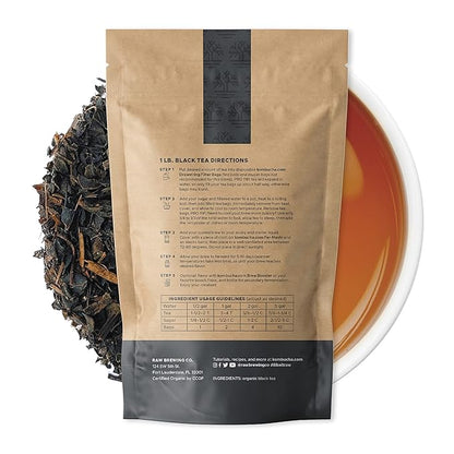 Kombucha.com Certified Organic Loose Leaf Tea - Kombucha Brewing Blends (Black Tea Blend, 1 Pound + 100 XL FILTER BAGS)