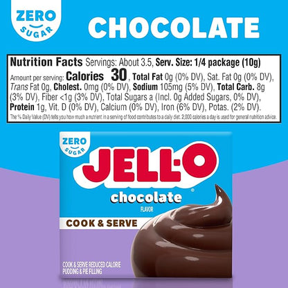 Jell-O Cook & Serve Chocolate Sugar Free & Fat Free Pudding & Pie Filling Mix, 24 ct Pack, 1.3 oz Boxes