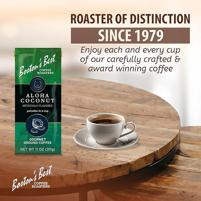 Boston’s Best Coffee - Aloha Coconut Flavored Delicious Gourmet Premium Ground Coffee, 11 oz. / 311 g Bag