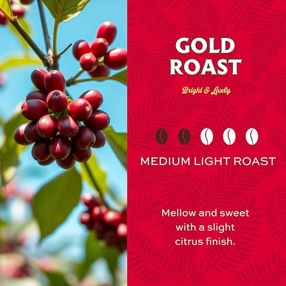 Lion Coffee Gold Roast Whole Bean Coffee, Medium-Light Roast, A Taste of Aloha - 24 Ounce Bag