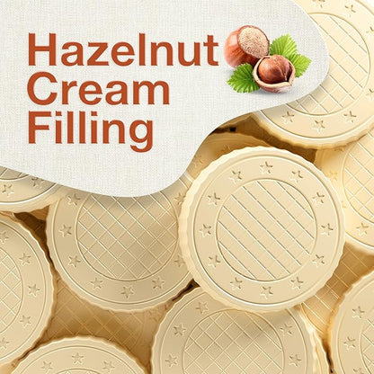 Fiorella Crunch Wafer Cookies, White Chocolate Covered Crispy Thin Crunch Wafers with Hazelnut Cream Filling, Chocolate Biscuits, 18 Individually Wrapped Snacks, Pack of 1