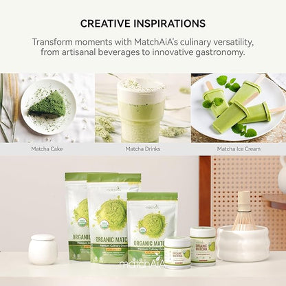 MatchAiA Organic Ceremonial Matcha Green Tea Powder - Superior Ceremonial Grade, First Spring Harvest, USDA Certified, 100% Pure - Sugar Free, Gluten Free (60g / 2.1oz Tin)